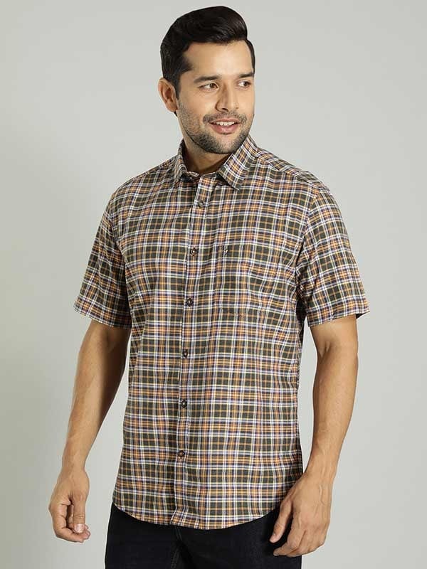Indian Terrain Men's Slim Fit Half Sleeve Checkered Multicolor Shirt